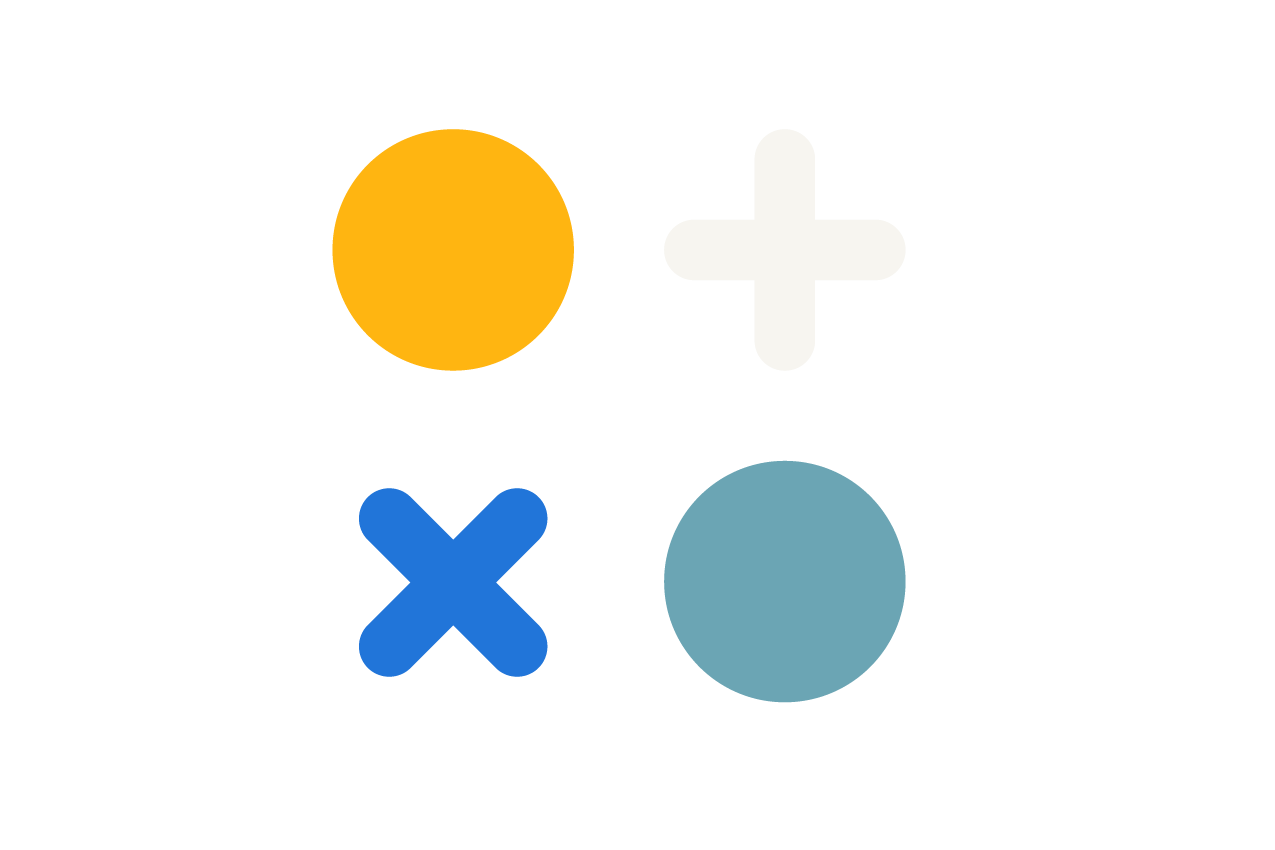 an illustration of circles, addition sign and multiplication sign