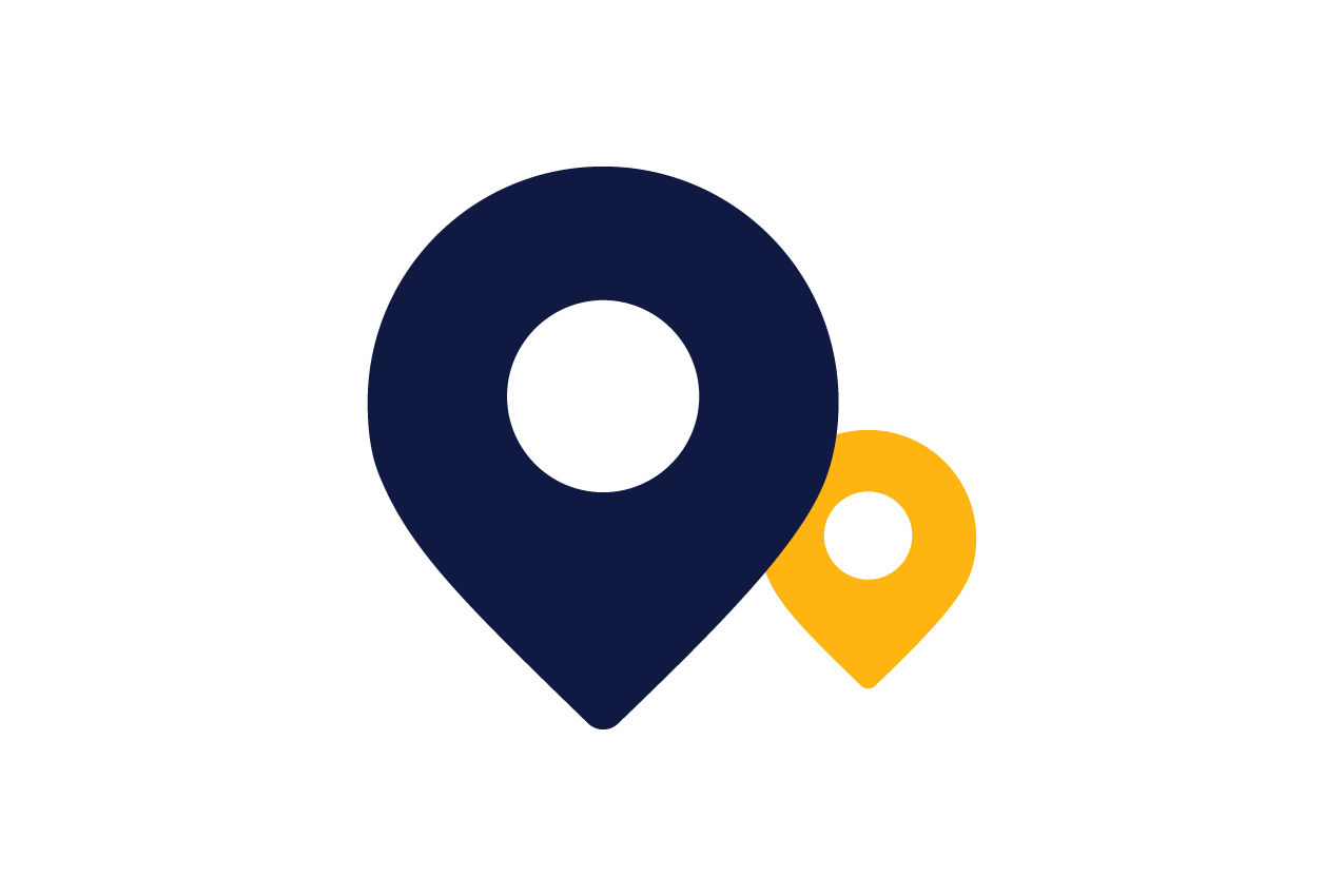 An illustration of a navy blue and yellow location pin An illustration of a navy blue and yellow location pin