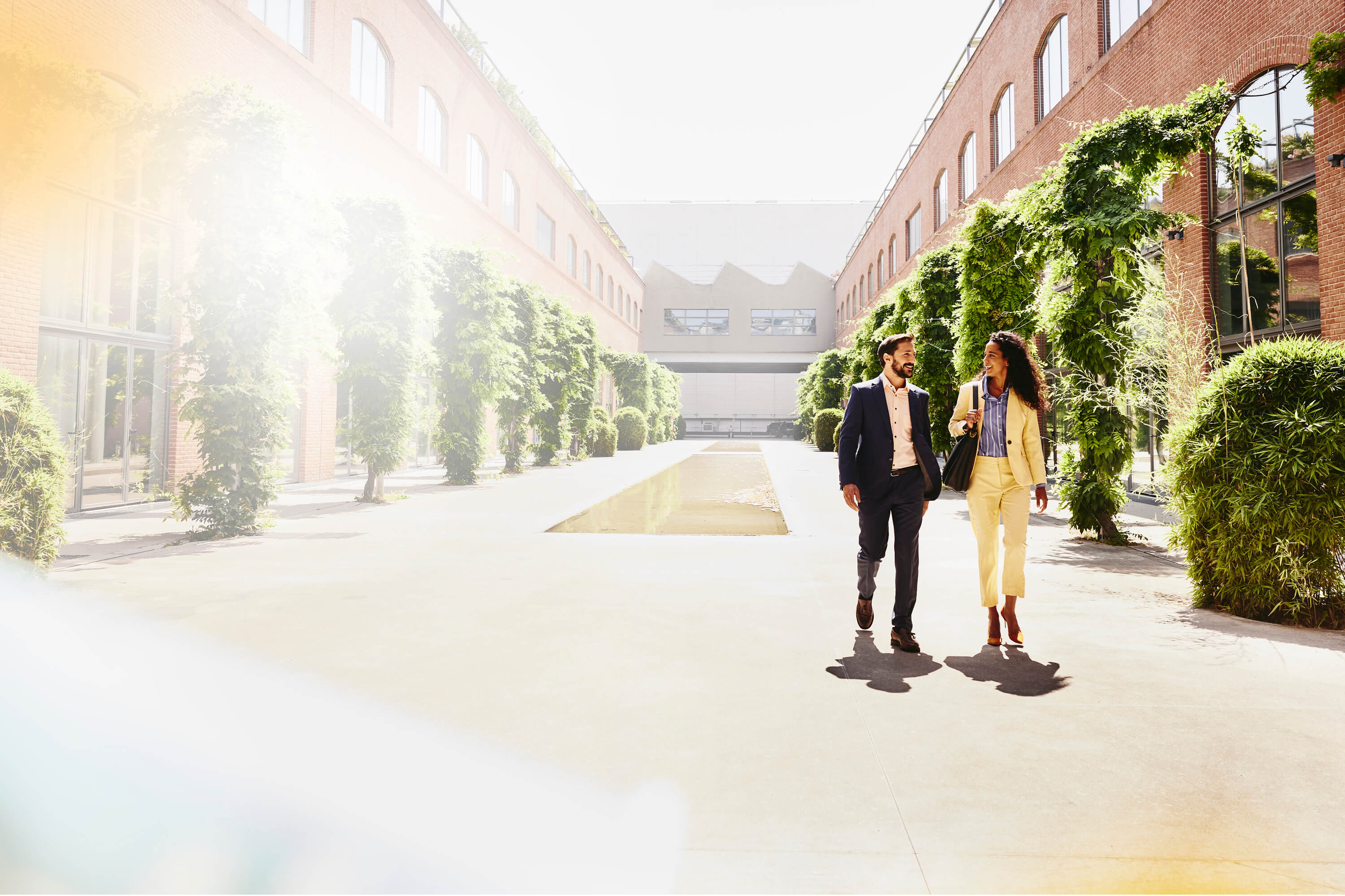 A photo of a man and a woman having a conversation