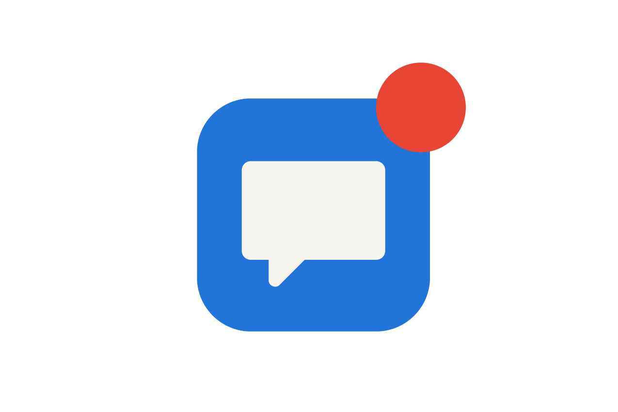 An illustration of a messaging icon with a notification dot