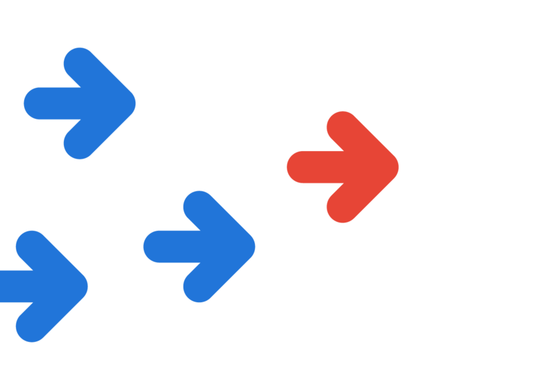 an illustration of 3 arrows and one red arrow pointing to the right