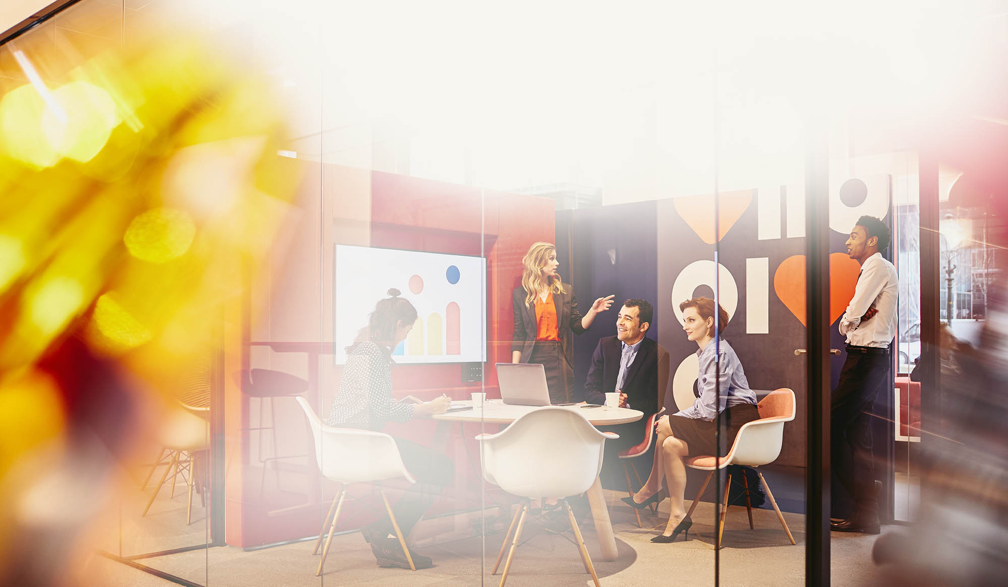 group of people in a team meeting