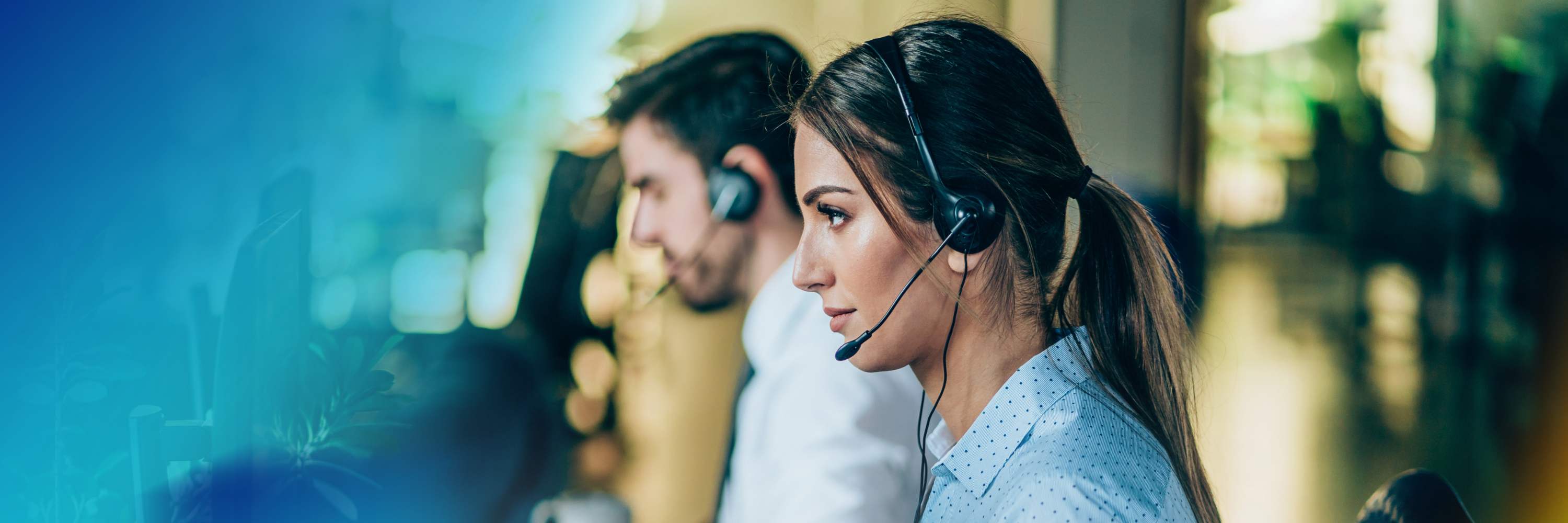 woman and man working in a call centre