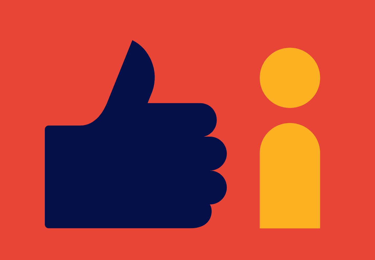 an illustration of a thumbs up beside an illustration of a person