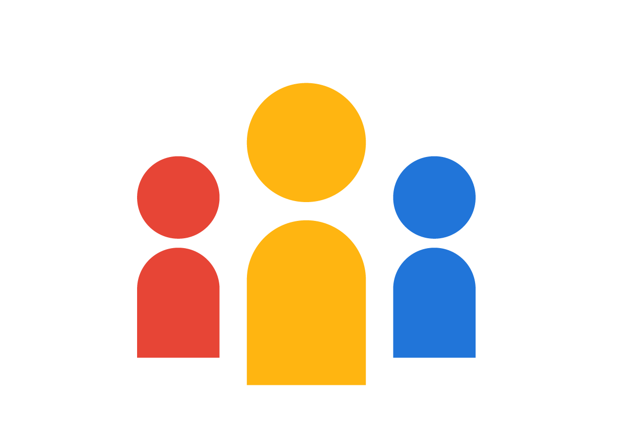 an illustration of three people in different colours 