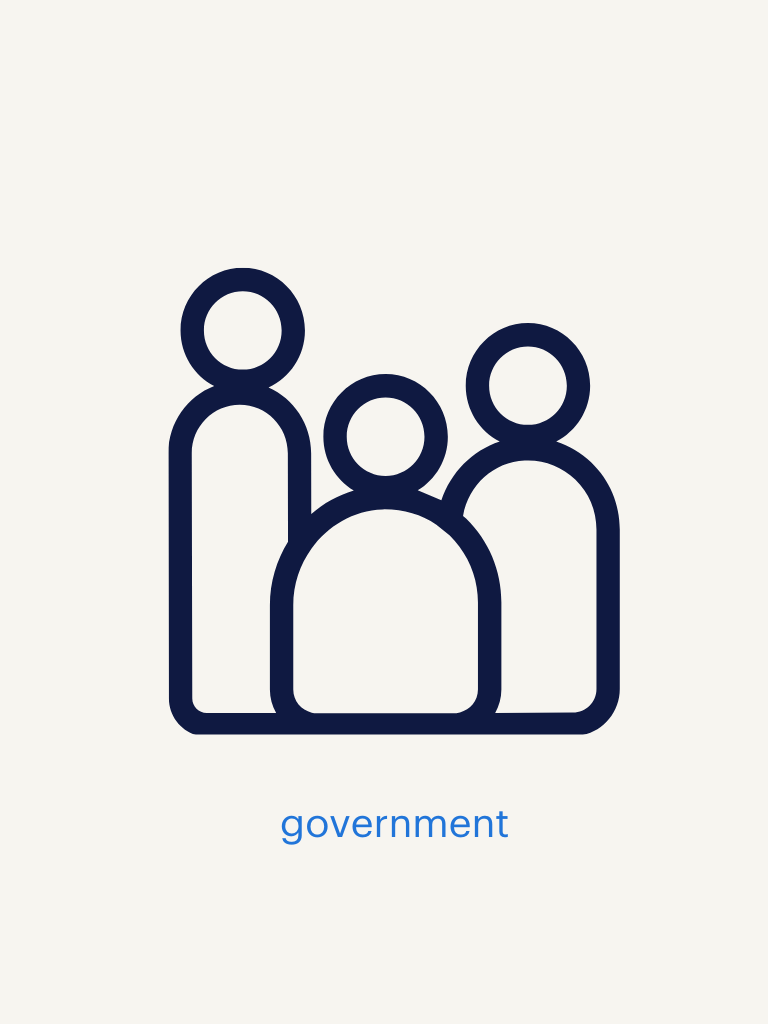 an illustration of three different people with text saying government