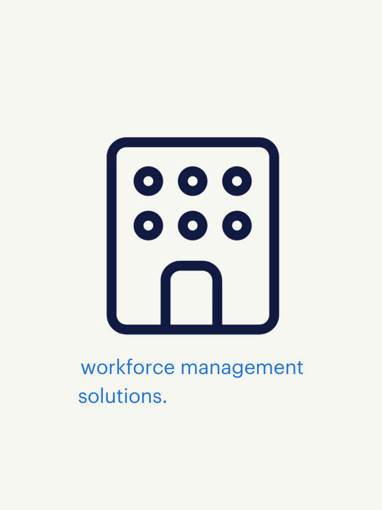 an image of a company building with text saying workforce management solutions