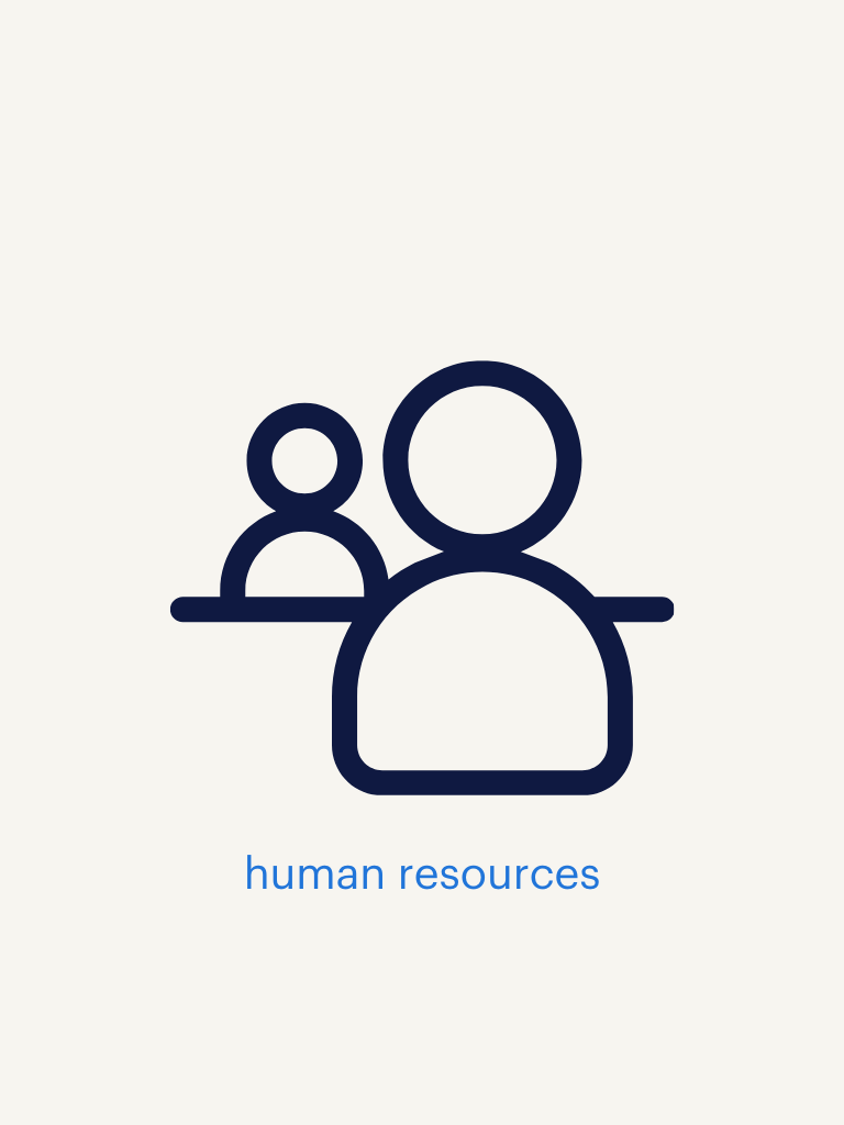  an illustration of two people talking with text saying human resources