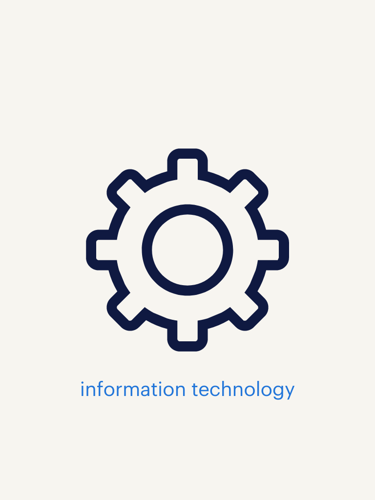 an illustration of a wheel cog with text saying information technology