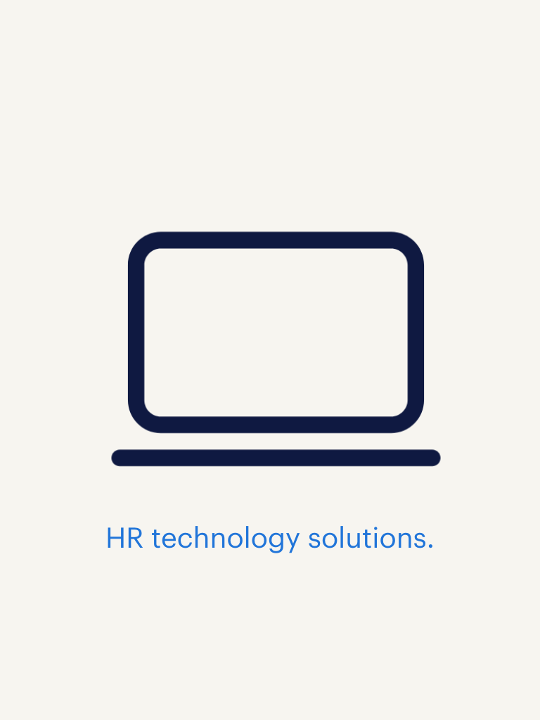 an illustration of a laptop with text saying HR technology solutions