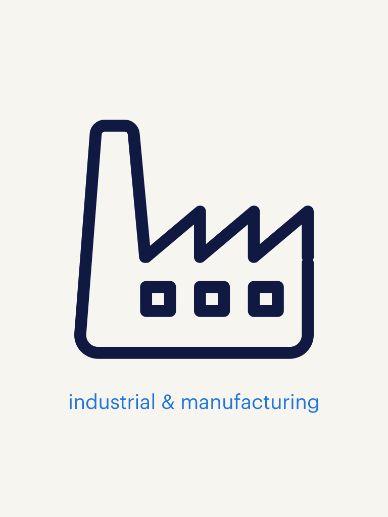 an illustration of a factory with text saying industrial & manufacturing