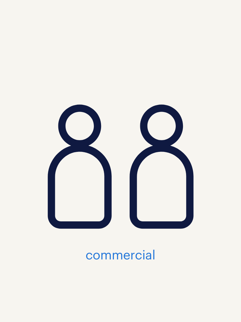 an illustration showing two people with text saying commercial