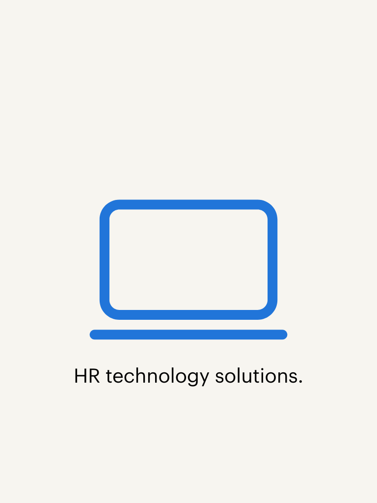 an illustration of a laptop with text saying HR technology solutions