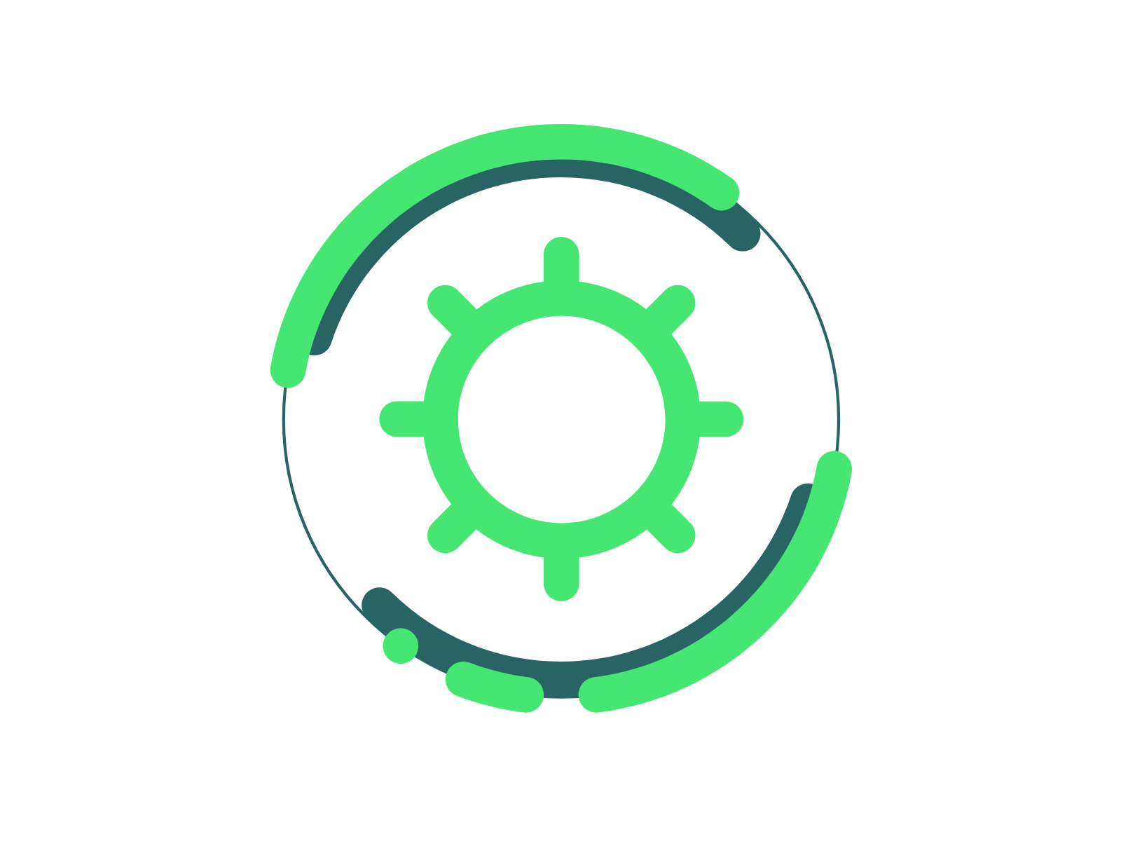 an image of a gear inside a half circle 
