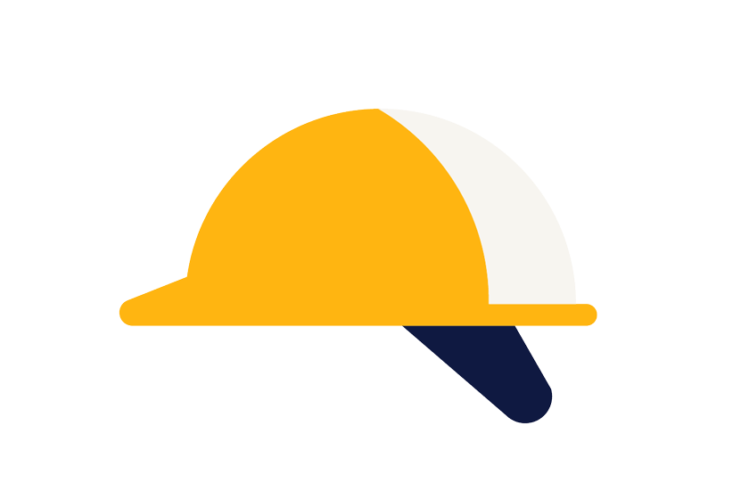 An illustration of a construction helmet