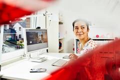 an image of a woman smiling 