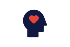 An illustration of a head with a heart in it symbolizing mental health and psychologists