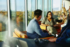 A group of people chatting
