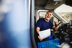 A man in a truck
