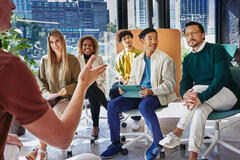 people networking in an office environment