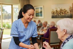 an image of a woman taking care of an elderly woman