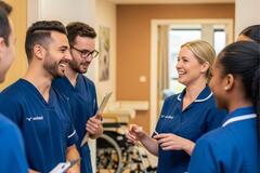 an image of nurses talking and smiling