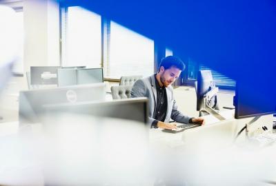 a man working in the office