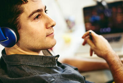 A man wearing headphones