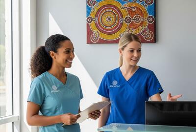 an image of two nurses smiling