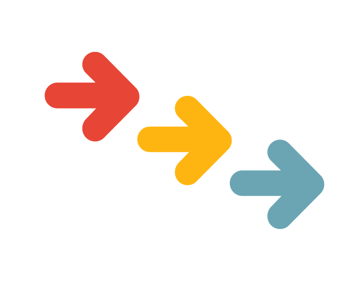 An illustration of three arrows coloured red, yellow, and turquoise pointing to the right An illustration of three arrows coloured red, yellow, and turquoise pointing to the right