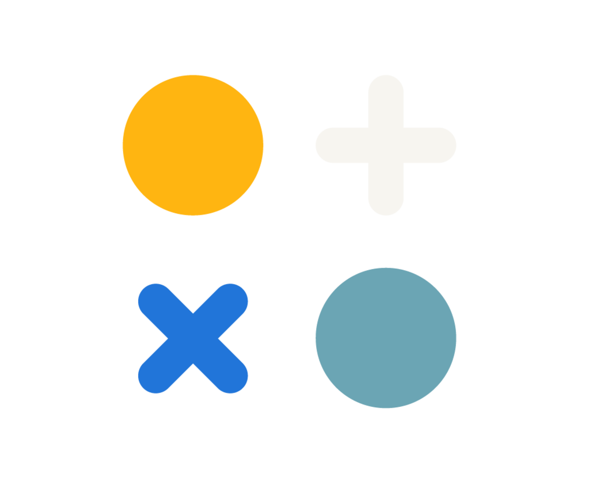 an illustration of circles, addition sign and multiplication sign