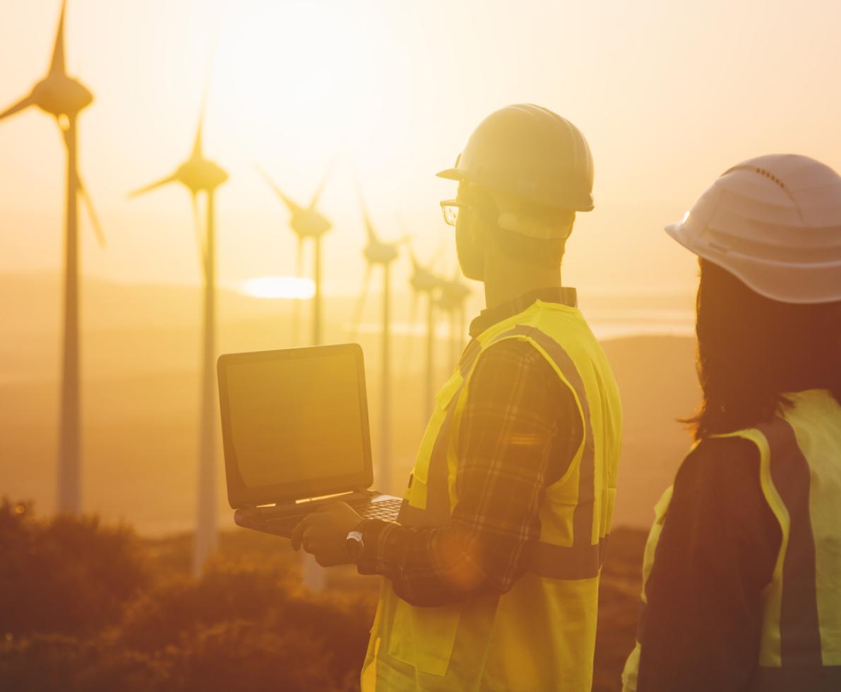 A photo of two people working in the engineering sector