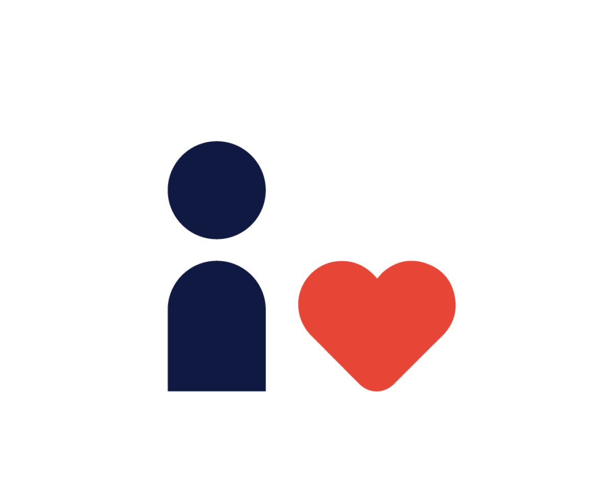 An illustration of a person and a heart An illustration of a person and a heart