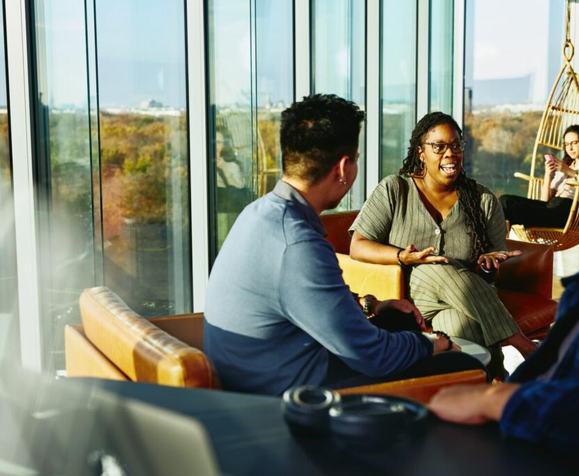 group of people talking
