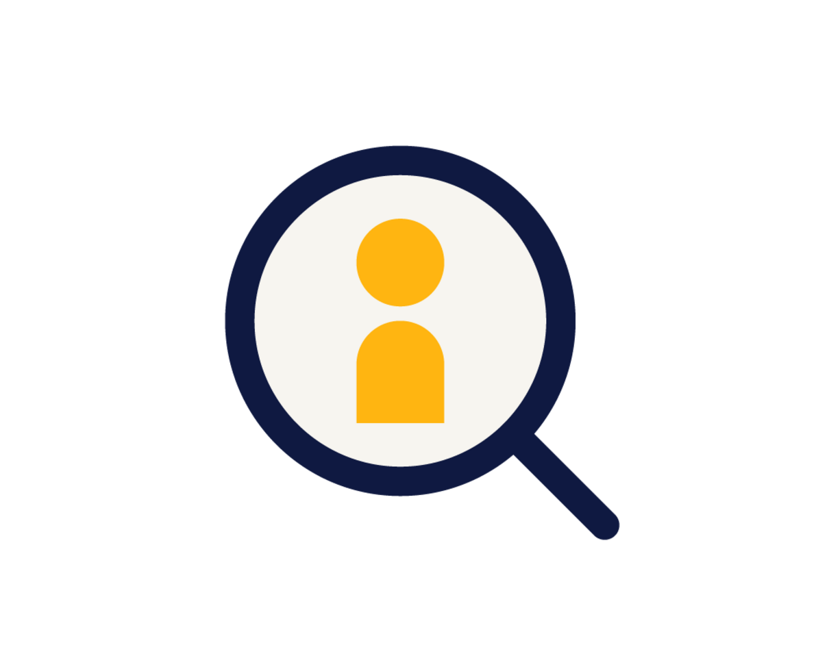 an illustration of a magnifying glass with a person in the middle
