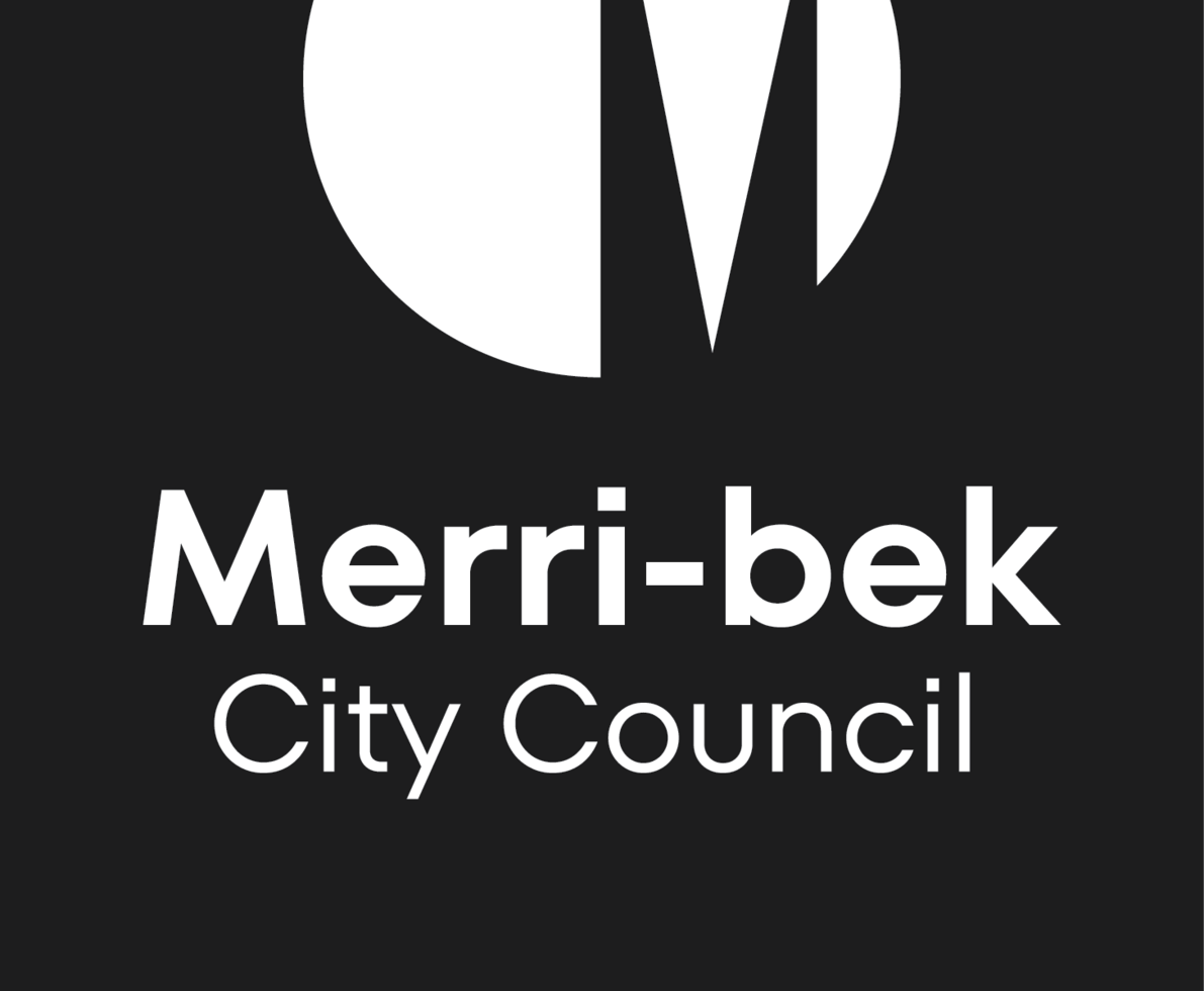 merri-bek city council logo in black and white