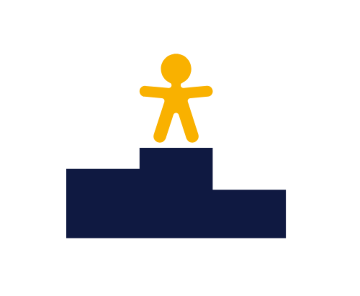 An illustraion of a human on a platform An illustraion of a human on a platform