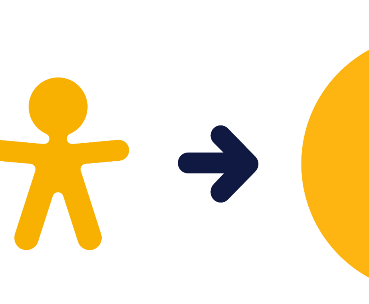 an illustration of a human arrow and half circle