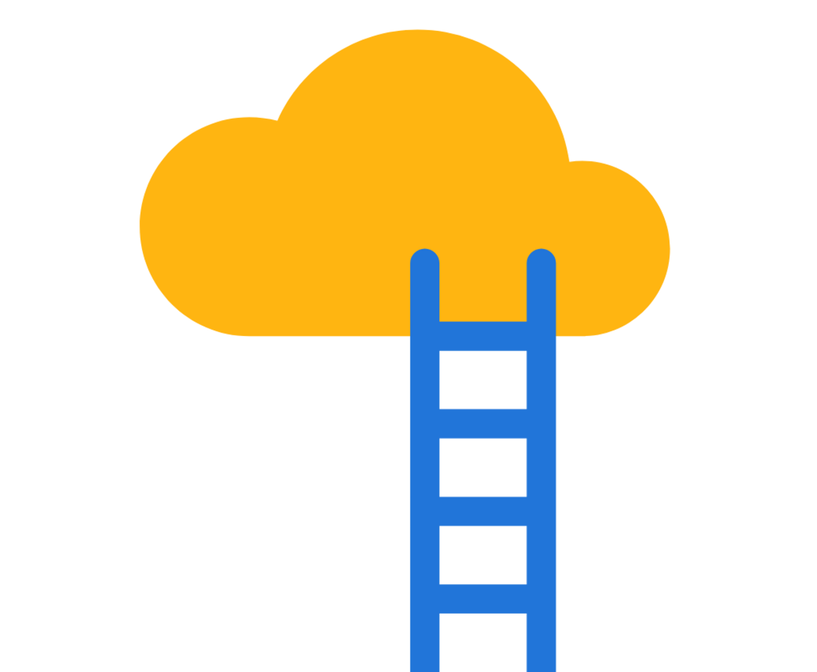 an illustration of a blue ladder going into a yellow cloud