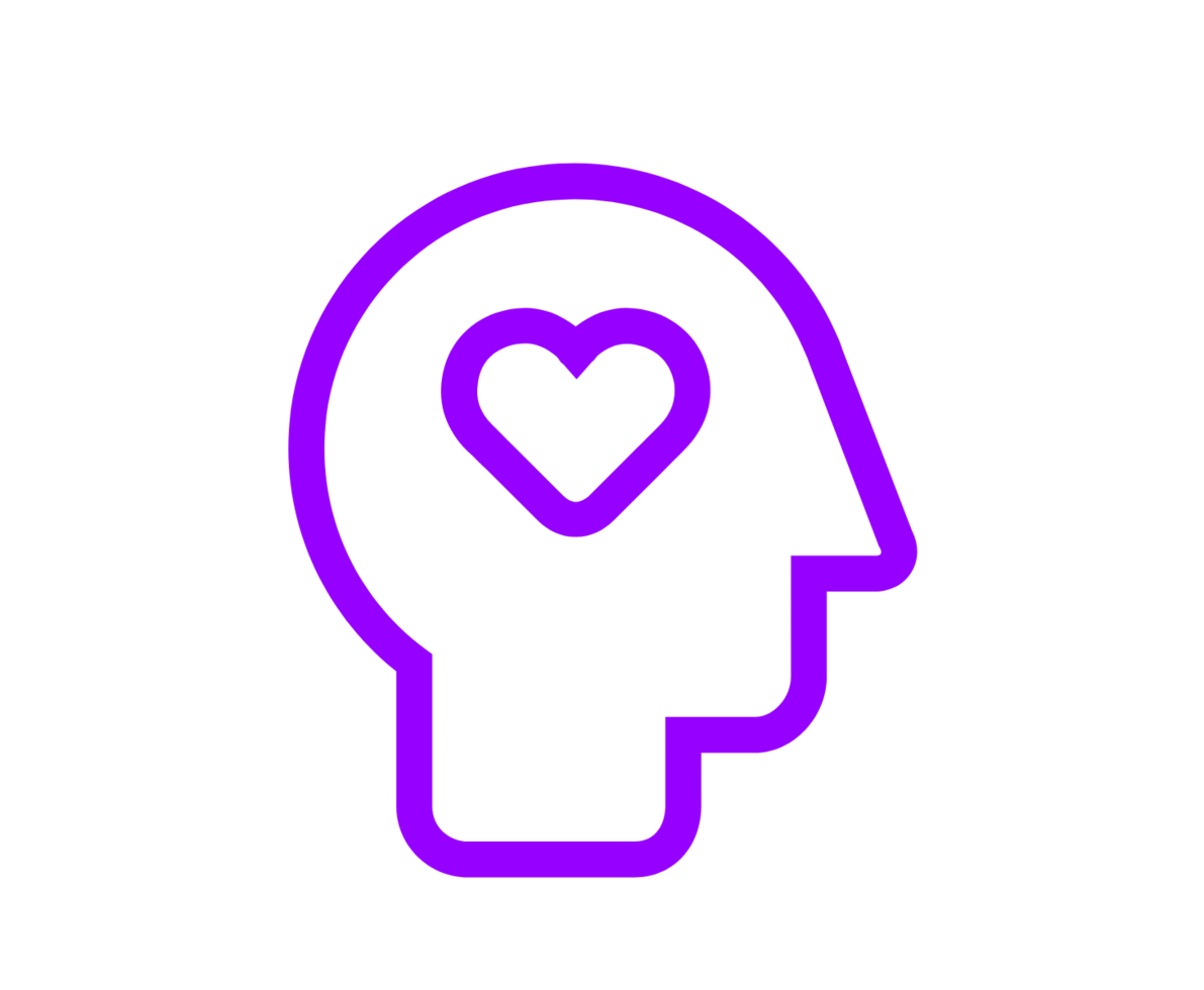 an icon of a head with a heart inside an icon of a head with a heart inside