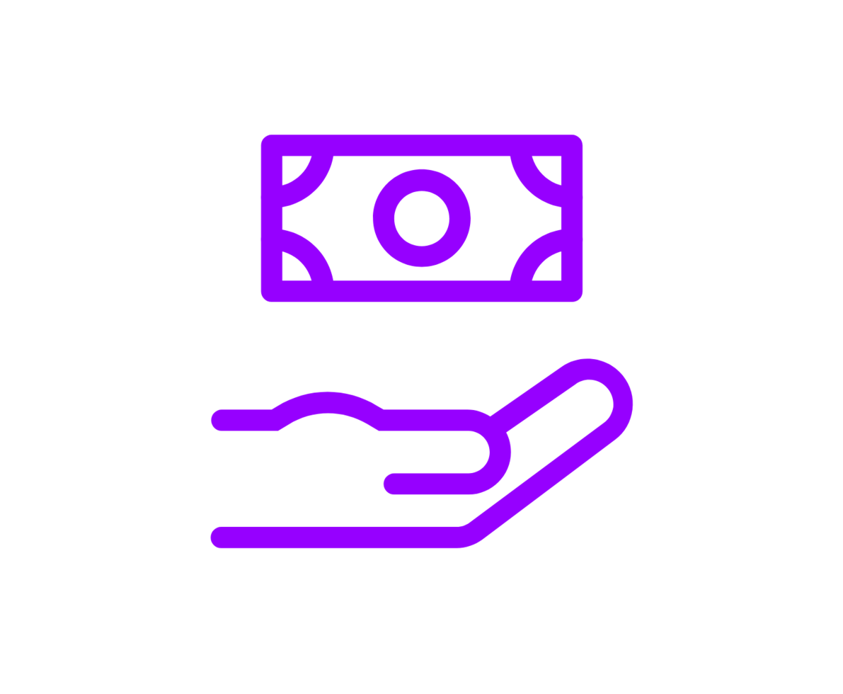 an icon of a hand holding money