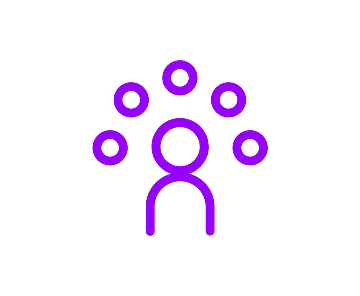an icon of a person with five circles around his head