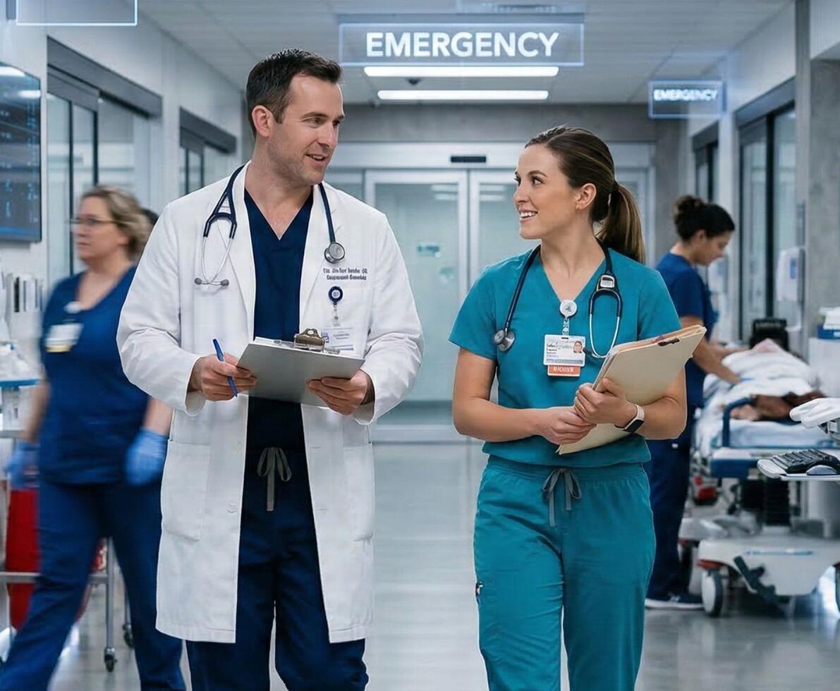 an image of doctors talking