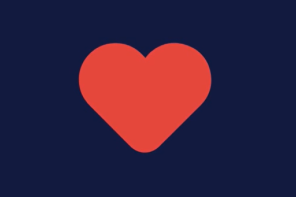 An image of a heart on a navy blue background