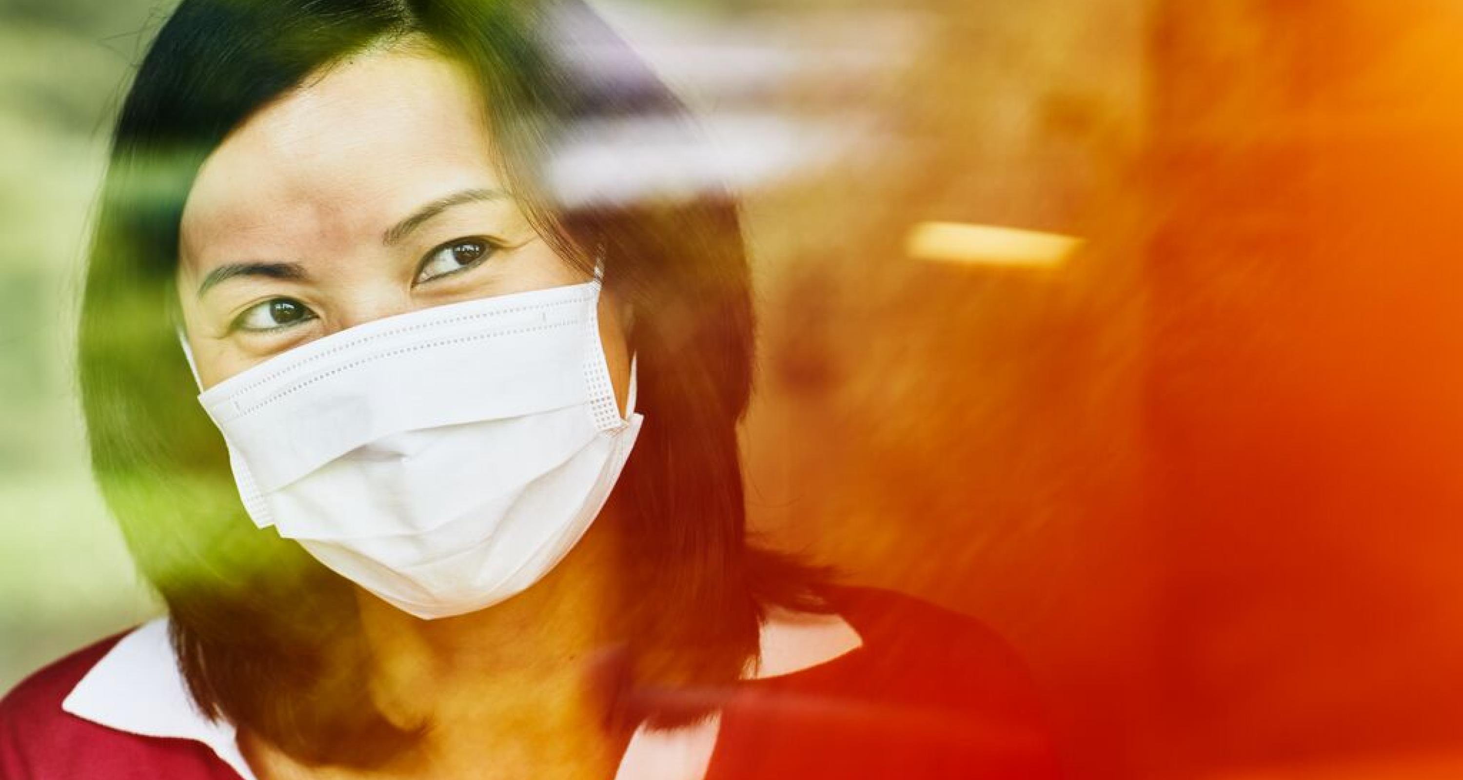 woman in a face mask