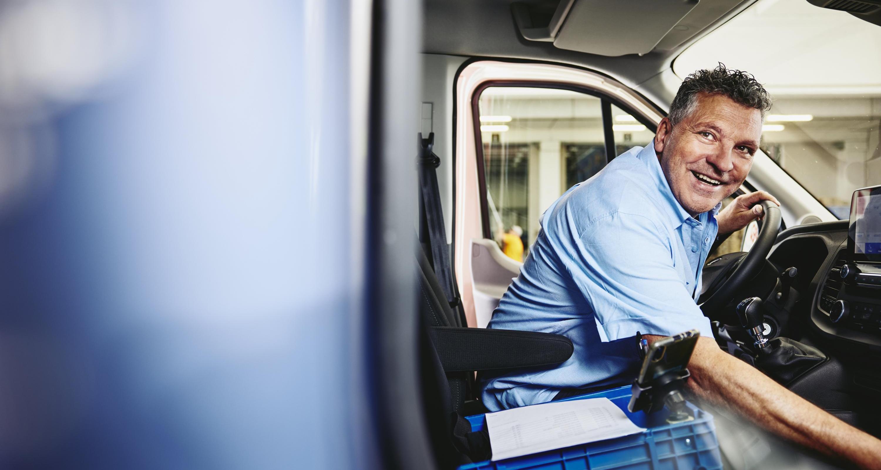 A photo of a truck driver