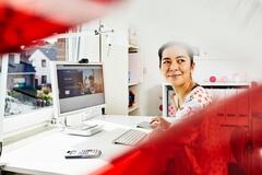 an image of a woman smiling 