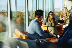 A group of people chatting