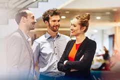 group of colleagues in a casual conversation