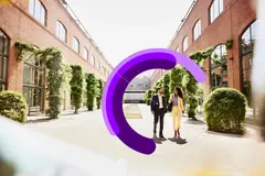 image of people walking and talking